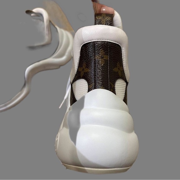 Louis Vuitton Women's White and Brown Trainers - Picture 1 of 3